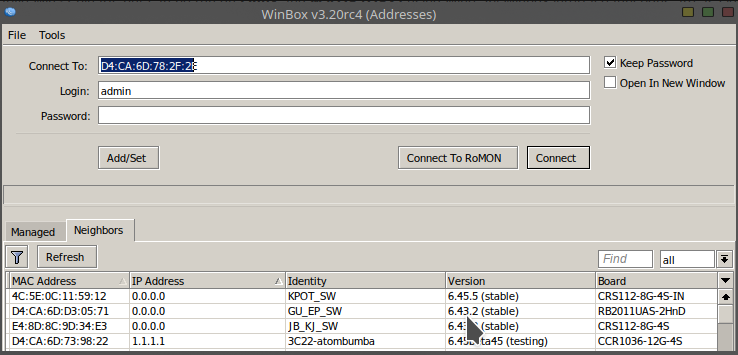 Простой режим WinBox